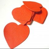 Coeur cuir orange