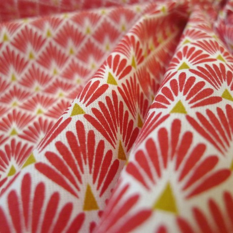 Tissu japonais Paon rouge