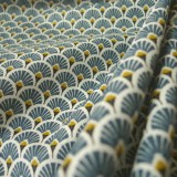 Tissu japonais Eventails pétrole
