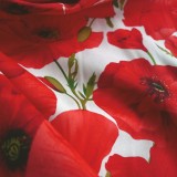 Tissu Coquelicot coton blanc
