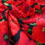 Tissu Coquelicot coton noir