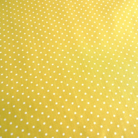 Tissu coton petits pois jaune