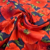 Tissu Coquelicot coton marine