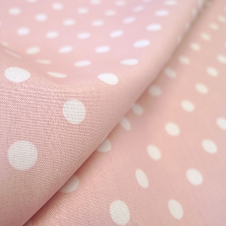 Tissu gros pois Rose