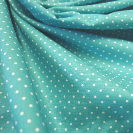 Tissu petits pois turquoise