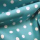 Tissu coton gros pois turquoise