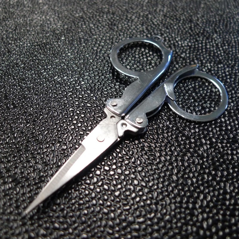 Ciseaux Pliants De Voyage En Acier Inoxydable - 11.7 Cm Dépliés, Avec Anneau - Pour Camping, Couture, Urgence, Bricolage