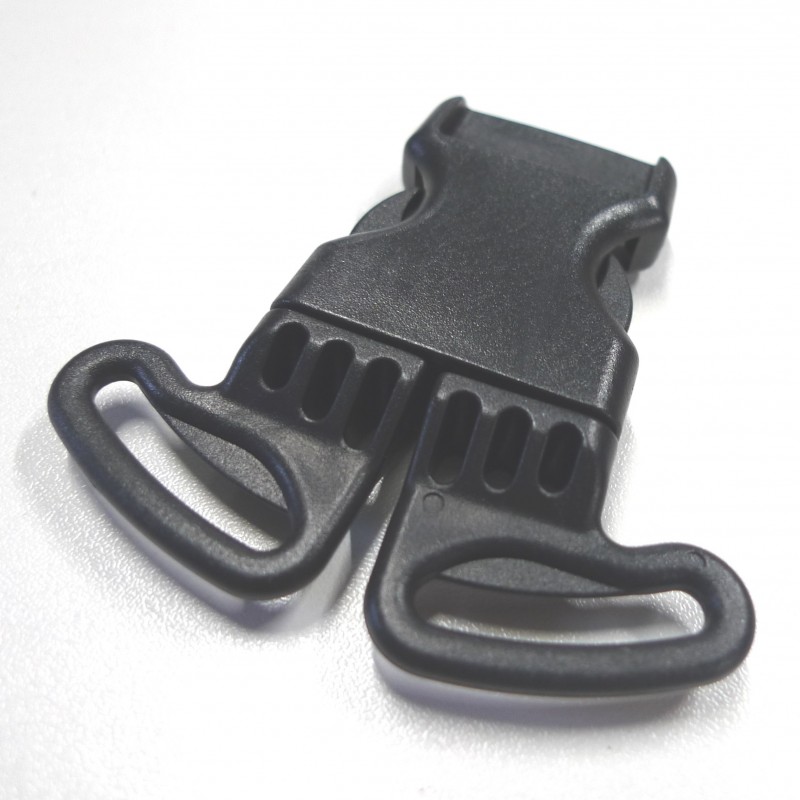 boucle clip en plastique noir haut de gamme passage pour une sangle de 25 mm  largeur extérieur 64 mm hauteur 39 mm - mercerie-extra