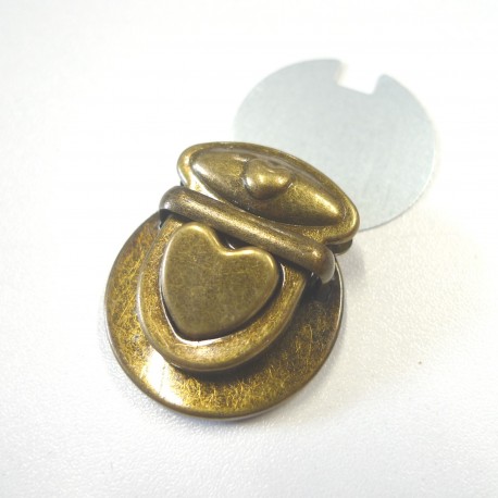 Fermoir cartable petit coeur Bronze