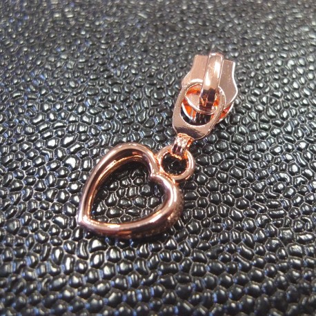 Curseur zip Coeur métal rose