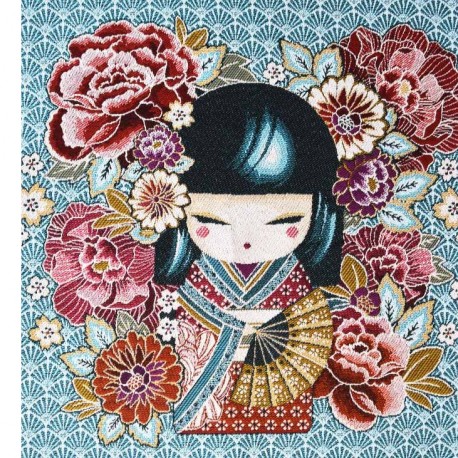 Carré jacquard kokeshi