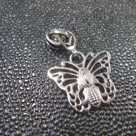 Curseur zip Butterfly argent