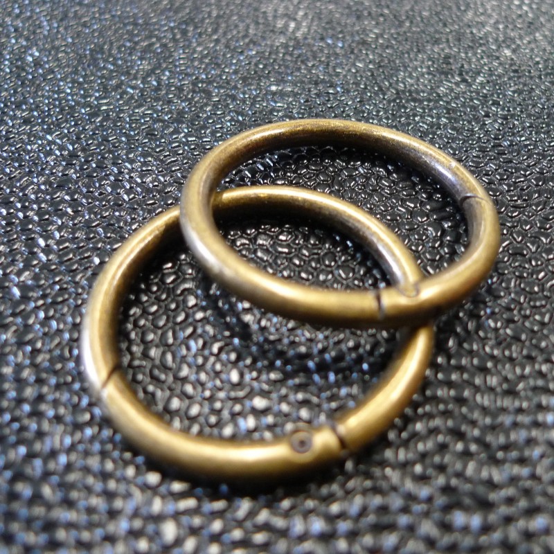 Set Mousquetons et anneaux pour sangle - 3 cm - Bronze antique