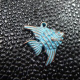 Breloque Charm Poisson antique bleu