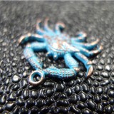 Breloque Charm Crabe antique bleu