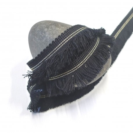 Galon frange Dinard noir et or