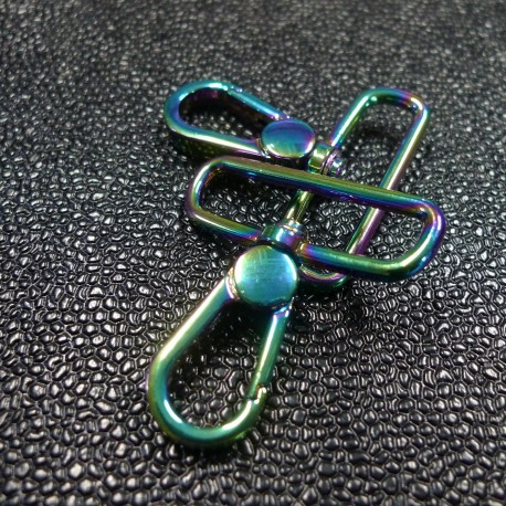 Lot de 2 mousquetons métal rainbow 40 mm