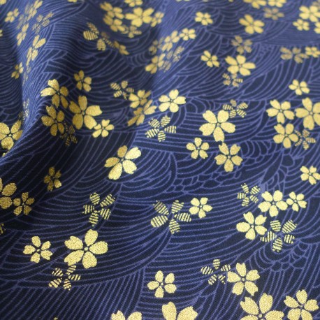 Tissu Kogane no hana bleu