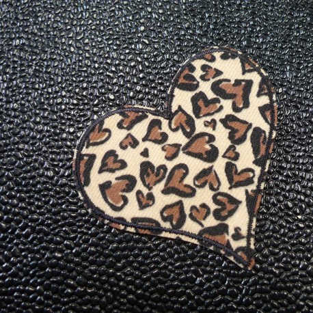 Ecusson Coeur léopard beige