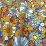 Tissu Heart flowers bleu