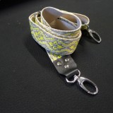 Bandoulière réglable Peyote jaune et cuir véritable