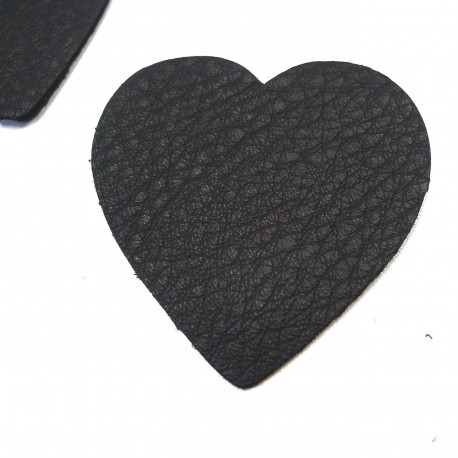 Coeur cuir noir texturé