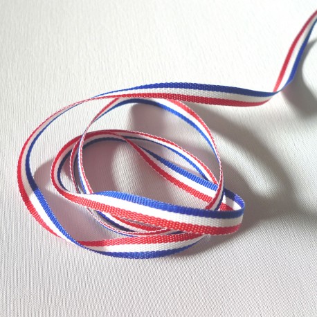 Ruban coton tricolore français 10 mm