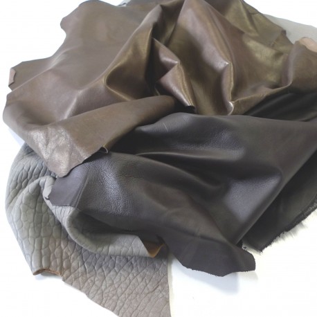 Lot 3 peaux de cuir véritable