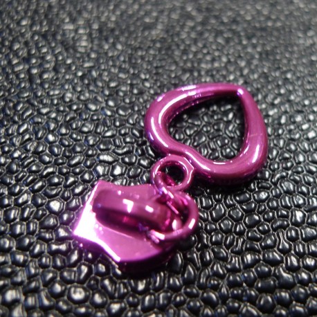 Curseur zip Coeur métal fuchsia