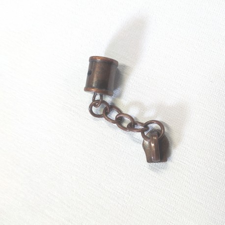 Curseur zip pompon cuivre antique