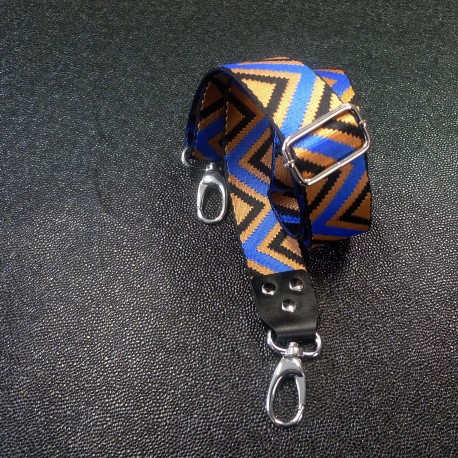 Bandoulière réglable jacquard Keseya bleu camel