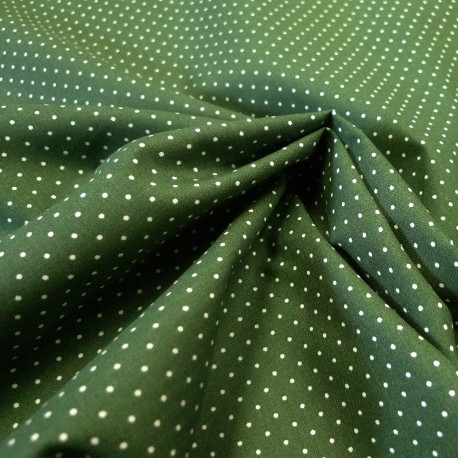 Tissu coton petits pois vert sapin