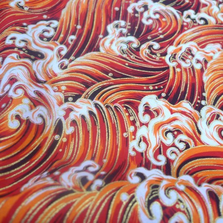 Tissu Kanagawa Rouge