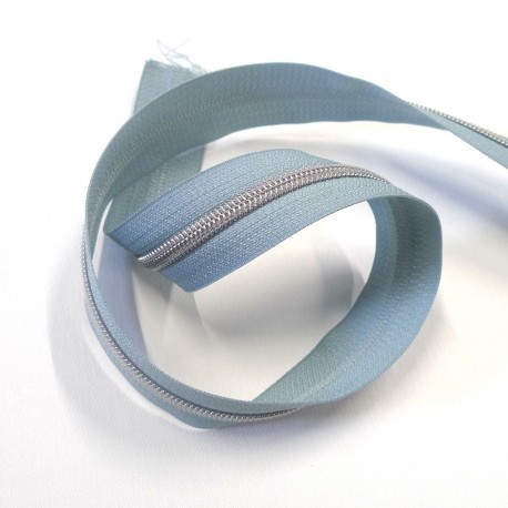 Zip SB grosse spirale Azur et argent au 10 cm