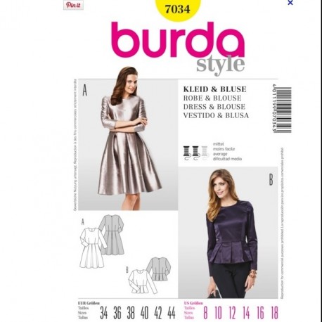 Patron robe Cousu main Burda 7034