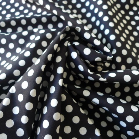 Tissu coton gros pois noir