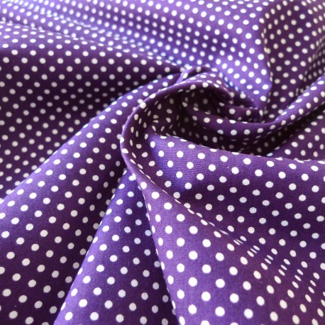 Tissu petits pois prune