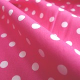 Tissu fushia gros pois blancs 