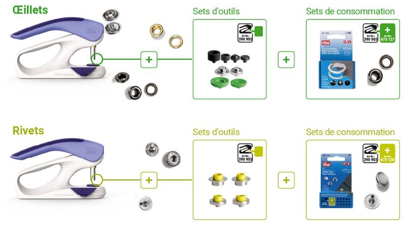 Pince VARIO Prym pour pose d'œillets, rivets et pressions